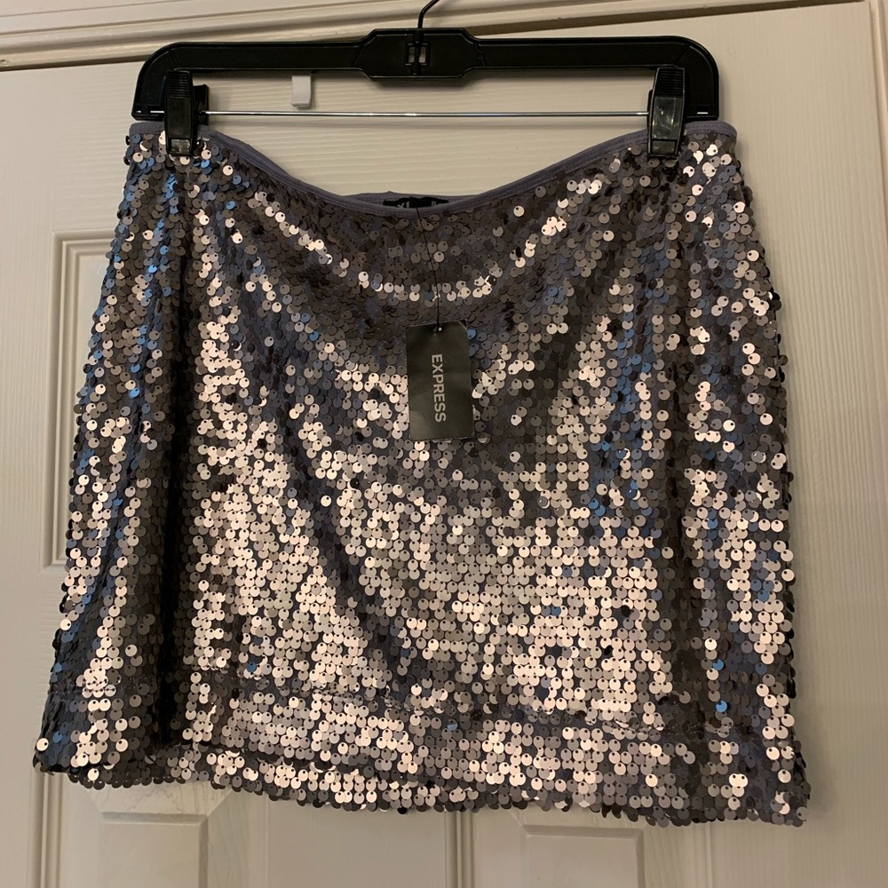 NWT Gray Sequined Mini Skirt